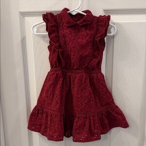 Janie and Jack Burgundy Eyelet Ruffle Dress